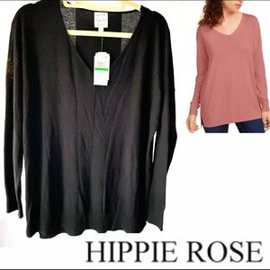 Hippie Rose Slough Blouse Sweater Tunic Top